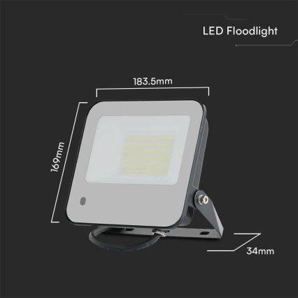 LED RGBW Dimmable floodlight LED/50W/230V IP65 grey + remote control