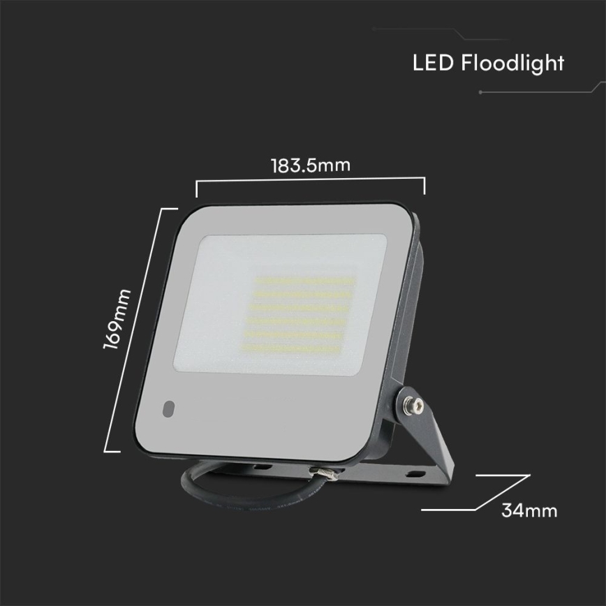 LED RGBW Dimmable floodlight LED/50W/230V IP65 grey + remote control