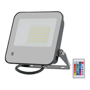 LED RGBW Dimmable floodlight LED/50W/230V IP65 grey + remote control