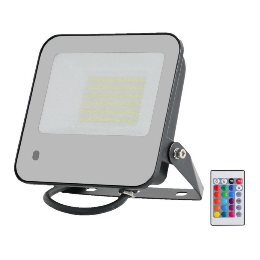 LED RGBW Dimmable floodlight LED/50W/230V IP65 grey + remote control