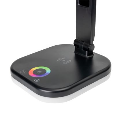 LED RGBW Dimmable touch table lamp with wireless charging, LCD display and USB port MAGNUS LED/6W/5V 3000-6500K black
