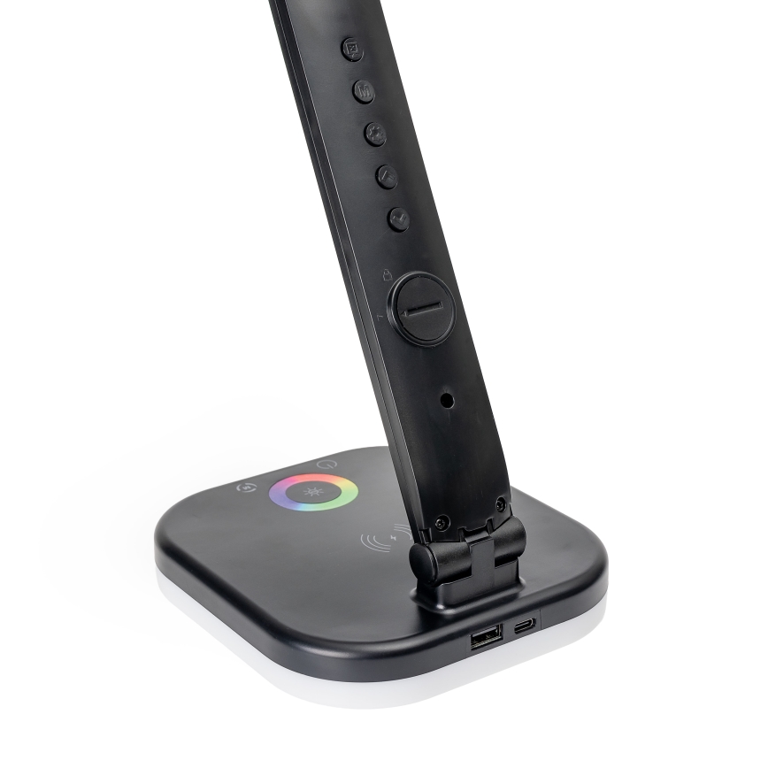 LED RGBW Dimmable touch table lamp with wireless charging, LCD display and USB port MAGNUS LED/6W/5V 3000-6500K black