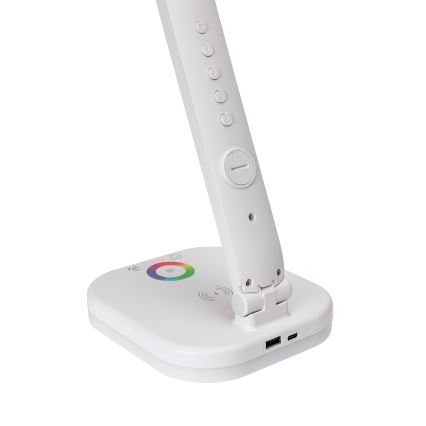 LED RGBW Dimmable touch table lamp with wireless charging, display and USB port MAGNUS LED/6W/5V 3000-6500K white