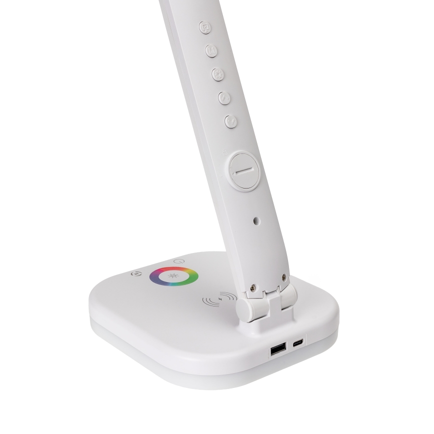 LED RGBW Dimmable touch table lamp with wireless charging, display and USB port MAGNUS LED/6W/5V 3000-6500K white