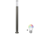 LED RGBW Dimmable Outdoor Lamp LIVIA 1xE27/6.5W/230V 2700-6500K Wi-Fi 100 cm IP44 Silver