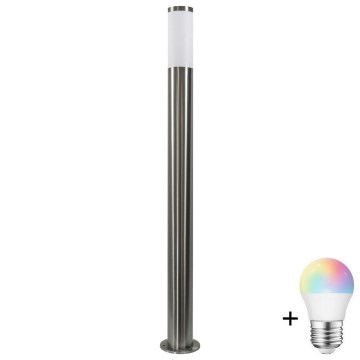 LED RGBW Dimmable Outdoor Lamp LIVIA 1xE27/6.5W/230V 2700-6500K Wi-Fi 100 cm IP44 Silver