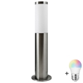 LED RGBW Dimmable Outdoor Lamp LIVIA 1xE27/6.5W/230V 2700-6500K Wi‑Fi 45 cm IP44 Silver