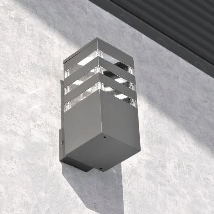 LED RGBW Dimmable Outdoor Wall Light TEKSAS 1xE27/12W/230V 2700-6500K Wi-Fi IP44 Anthracite