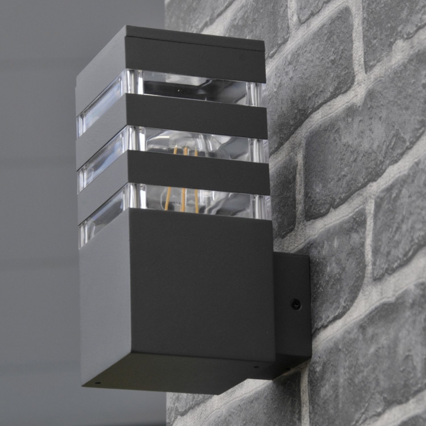 LED RGBW Dimmable Outdoor Wall Light TEKSAS 1xE27/12W/230V 2700-6500K Wi-Fi IP44 Anthracite