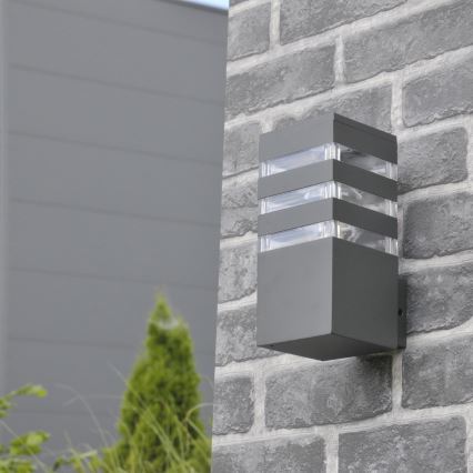 LED RGBW Dimmable Outdoor Wall Light TEKSAS 1xE27/12W/230V 2700-6500K Wi-Fi IP44 Anthracite