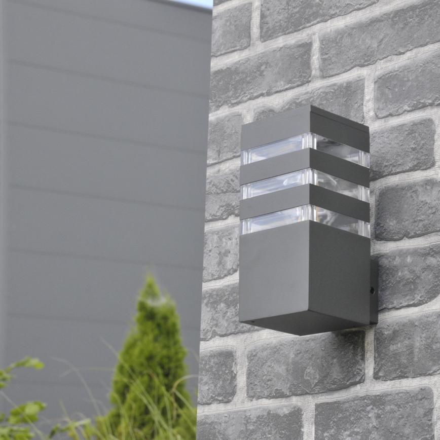 LED RGBW Dimmable Outdoor Wall Light TEKSAS 1xE27/12W/230V 2700-6500K Wi-Fi IP44 Anthracite