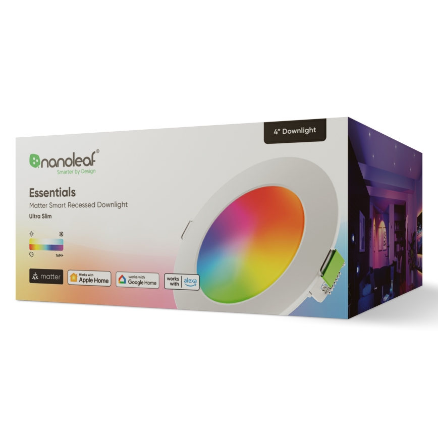 Nanoleaf - LED RGBW Dimmable recessed light ESSENTIALS LED/6W/230V 2700-6500K CRI 90 Wi-Fi