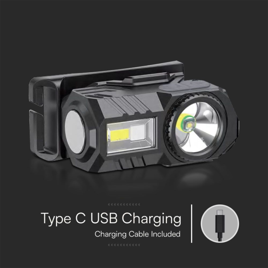 LED RGBW Dimmable rechargeable headlamp USB LED/3W/5V IP43 190 lm 24 h