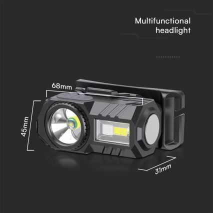 LED RGBW Dimmable rechargeable headlamp USB LED/3W/5V IP43 190 lm 24 h
