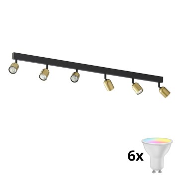 LED RGBW Dimmable Spot Light TOP 6xGU10/6,5W/230V 2700-6500K gold/black