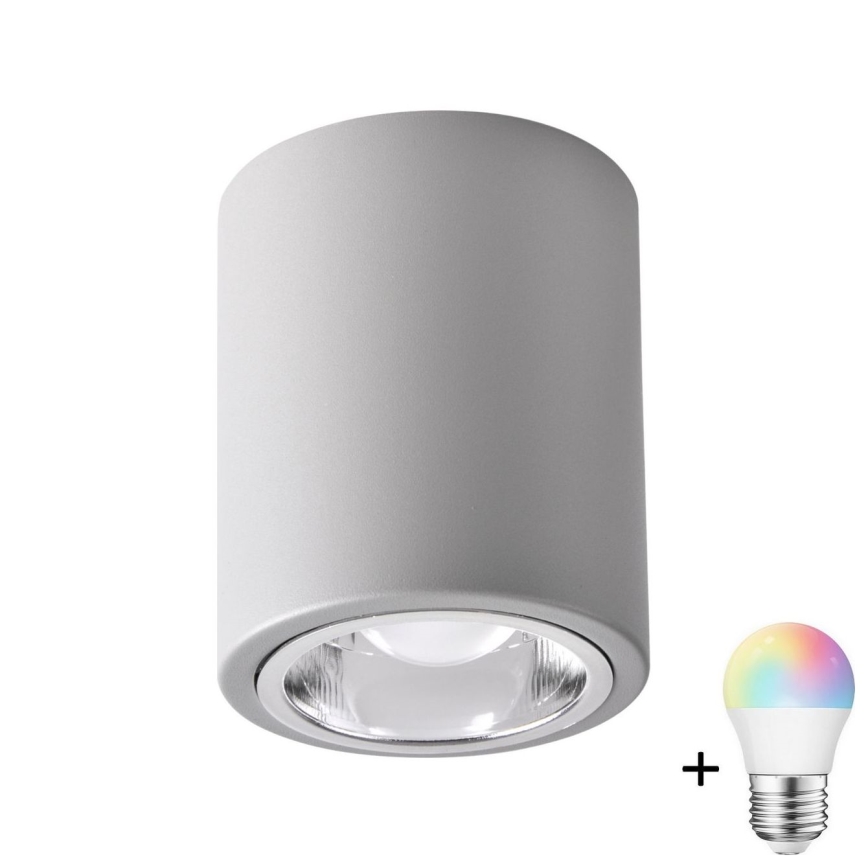 LED RGBW dimmable spotlight JUPITER 1xE27/6.5W/230V 2700-6500K Wi-Fi Ø 9.8 cm gray