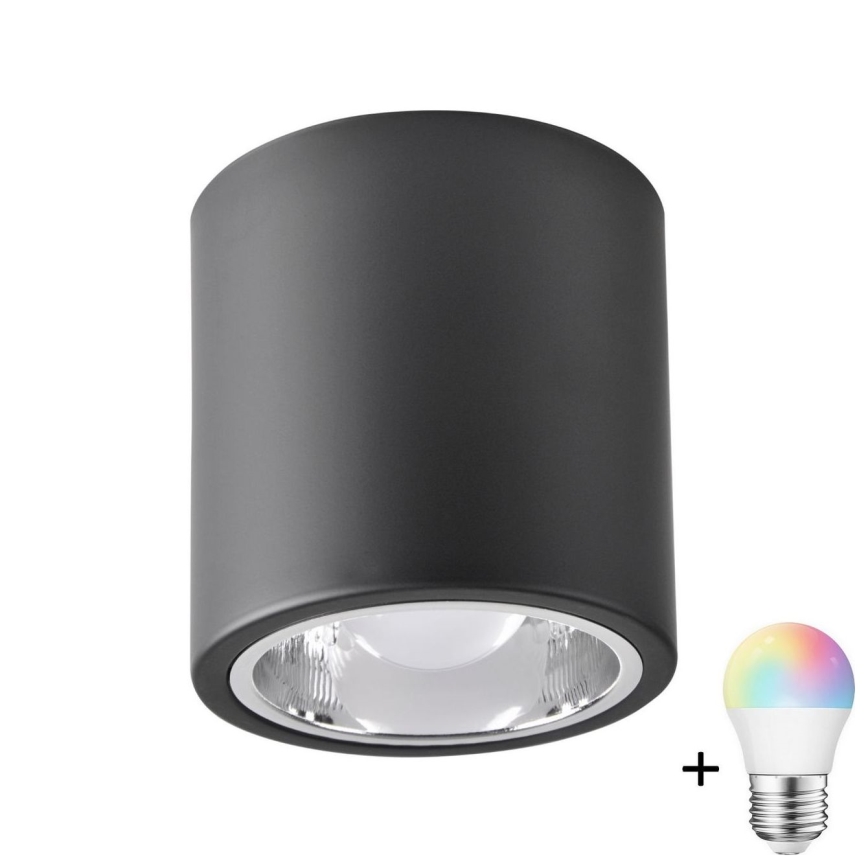 LED RGBW Dimmable Spotlight JUPITER 1xE27/6.5W/230V 2700–6500K Wi‑Fi Ø 13 cm Black