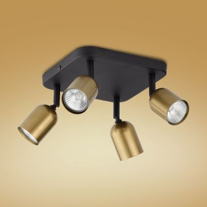 LED RGBW Dimmable Spotlight TOP 4x GU10/6.5W/230V 2700-6500K Gold/Black