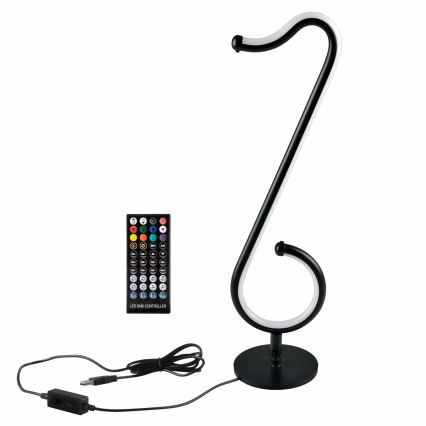 LED RGBW Dimmable table lamp NUTKA LED/15W/5V black + remote control