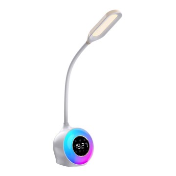 LED RGBW Dimmable table lamp with alarm clock FALCON LED/10W/12V