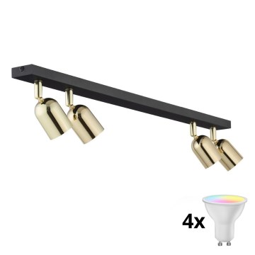 LED RGBW Dimmable TOP Spotlight 4xGU10/6,5W/230V 2700-6500K Black/Gold