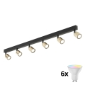 LED RGBW Dimmable TOP Spotlight 6xGU10/6,5W/230V 2700-6500K Black/Gold