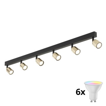LED RGBW Dimmable TOP Spotlight 6xGU10/6,5W/230V 2700-6500K Black/Gold