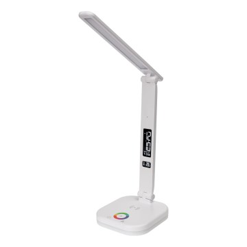 LED RGBW Dimmable touch table lamp with wireless charging, display and USB port MAGNUS LED/6W/5V 3000-6500K white