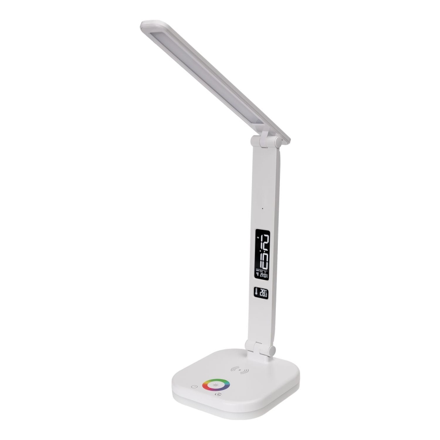 LED RGBW Dimmable touch table lamp with wireless charging, display and USB port MAGNUS LED/6W/5V 3000-6500K white