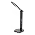 LED RGBW Dimmable touch table lamp with wireless charging, LCD display and USB port MAGNUS LED/6W/5V 3000-6500K black
