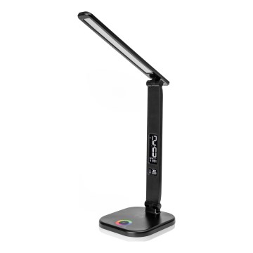 LED RGBW Dimmable touch table lamp with wireless charging, LCD display and USB port MAGNUS LED/6W/5V 3000-6500K black
