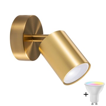 LED RGBW Dimmable Wall Spotlight GOLDI 1x GU10/4,8W/230V 3000K Gold + Remote Control