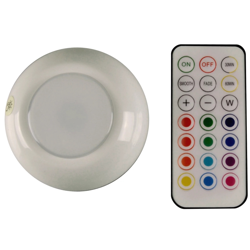 LED RGBW Dimmable furniture lighting LED/0,5W/4,5V 3xAAA white + remote control