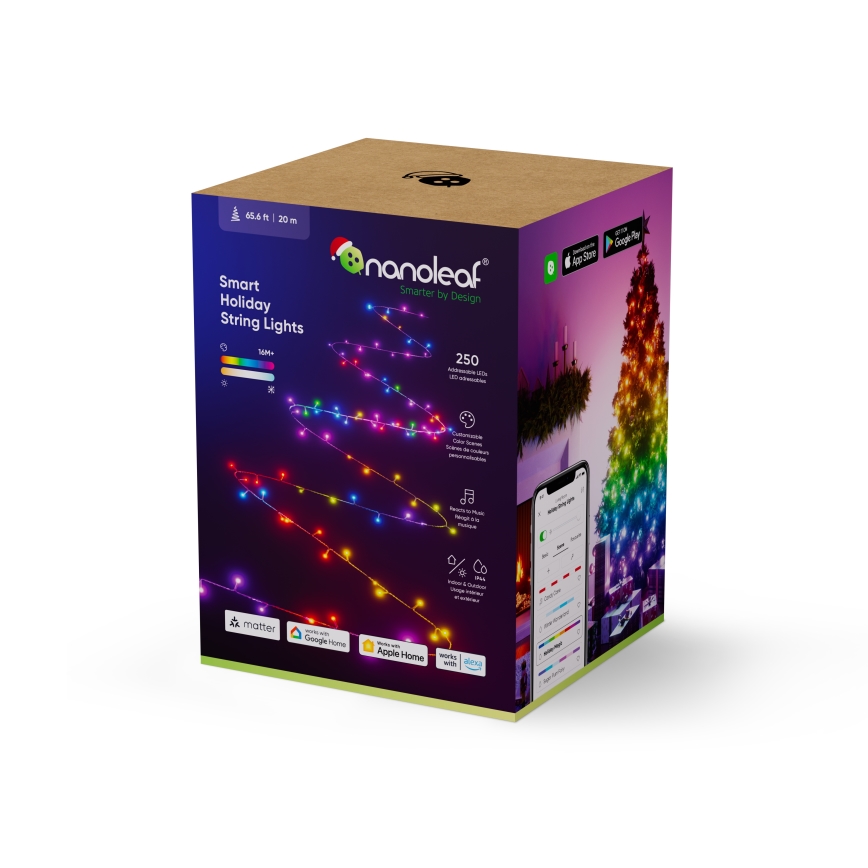 Nanoleaf - LED RGBW Outdoor Christmas chain ESSENTIALS 250xLED 2x10m 2700-6500K Wi-Fi IP44