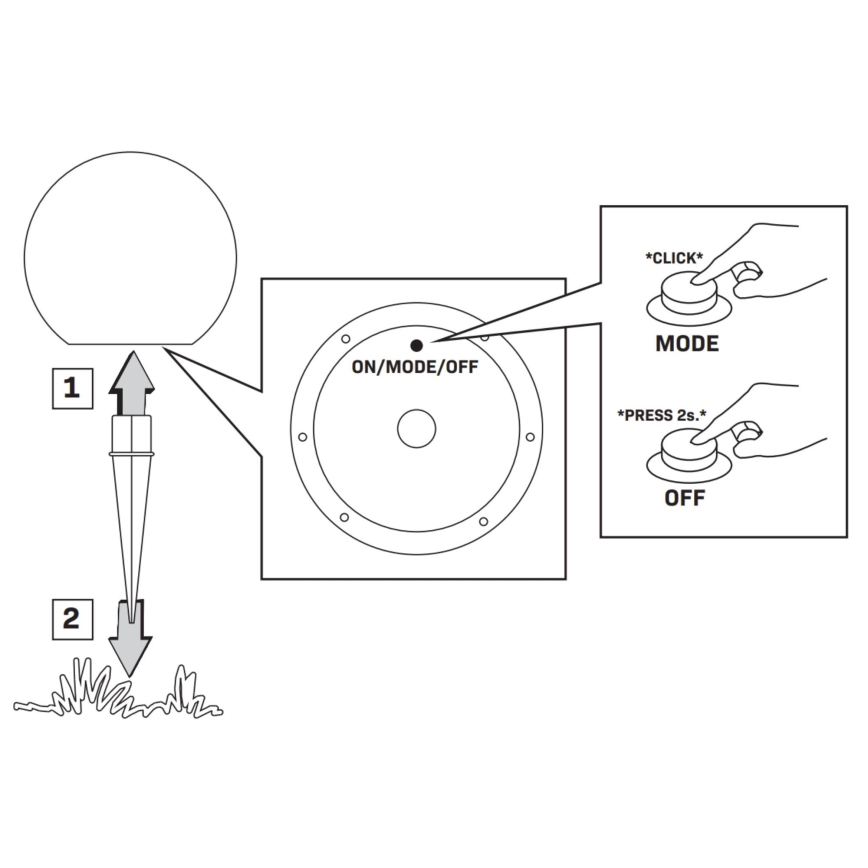 LED RGBW Solar lamp BALL LED/1,2V d. 30 cm IP65 + remote control