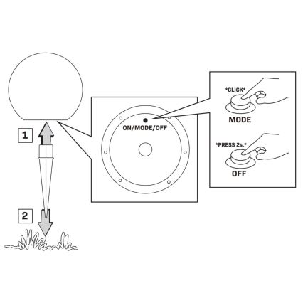 LED RGBW Solar lamp BALL LED/1,2V d. 40 cm IP65 + remote control