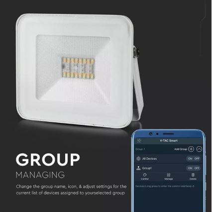 LED Smart dimmable RGB floodlight LED/20W/230V IP65 white