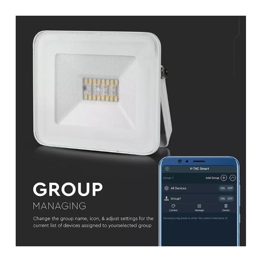 LED Smart dimmable RGB floodlight LED/20W/230V IP65 white
