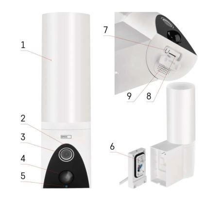 LED Smart outdoor camera with a light GoSmart LED/12W/230V IP65 Wi-Fi Tuya white