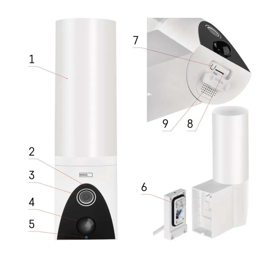 LED Smart outdoor camera with a light GoSmart LED/12W/230V IP65 Wi-Fi Tuya white