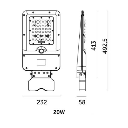 LED Solar Street Light with Sensor STREET LED/20W/7,4V 3000/4000/6000K IP65 5400 mAh