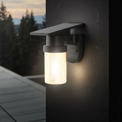 Solar LED Wall Lamp LED/3.7V 2700/3200/5000K IP54 1800 mAh Black/Smoky Beige + Remote Control
