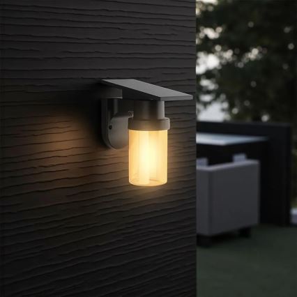 Solar LED Wall Lamp LED/3.7V 2700/3200/5000K IP54 1800 mAh Black/Smoky Beige + Remote Control