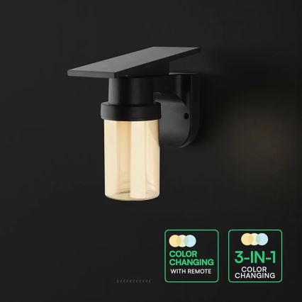 Solar LED Wall Lamp LED/3.7V 2700/3200/5000K IP54 1800 mAh Black/Smoky Beige + Remote Control