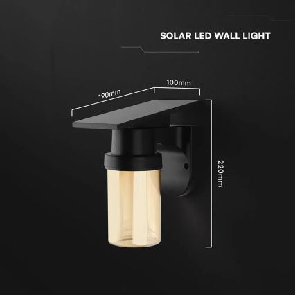 Solar LED Wall Lamp LED/3.7V 2700/3200/5000K IP54 1800 mAh Black/Smoky Beige + Remote Control