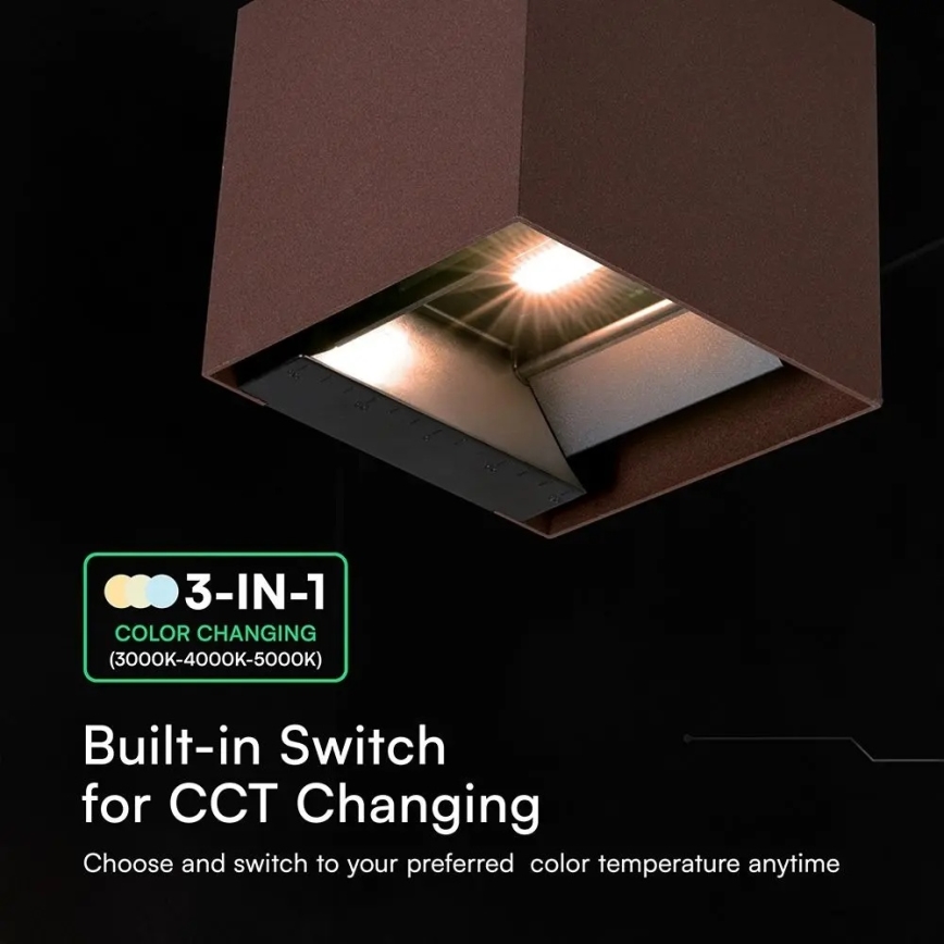 LED Solar Wall Light with Sensor LED/9W/3.7V 3000/4000/5000K IP65 2600 mAh Brown