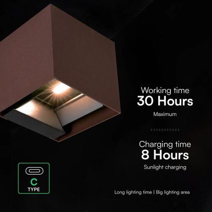 LED Solar Wall Light with Sensor LED/9W/3.7V 3000/4000/5000K IP65 2600 mAh Brown