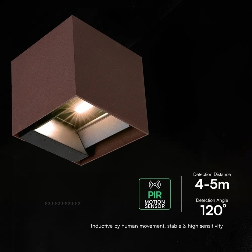 LED Solar Wall Light with Sensor LED/9W/3.7V 3000/4000/5000K IP65 2600 mAh Brown