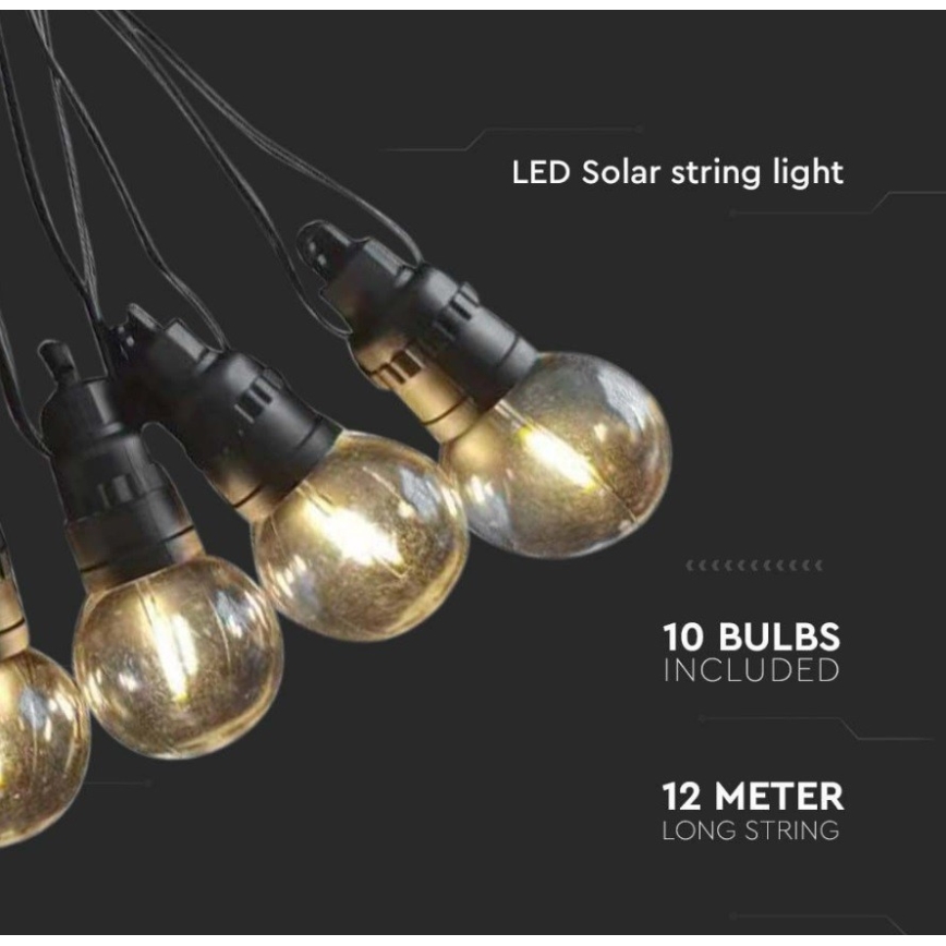 LED Solar chain 10xLED/0,5/4,5V 12 m 3000K IP44 + remote control