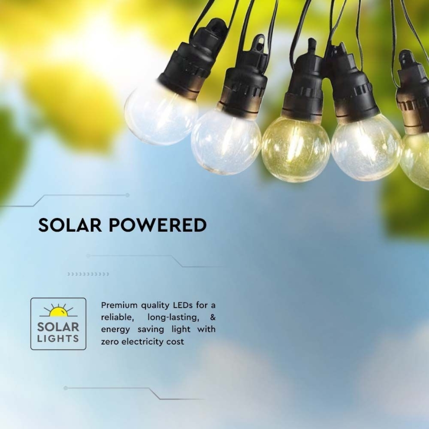LED Solar chain 10xLED/0,5/4,5V 12 m 3000K IP44 + remote control